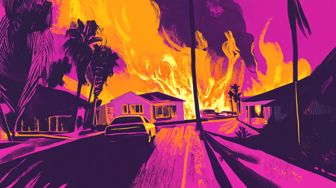 ilustración psicodélica incendios los angeles